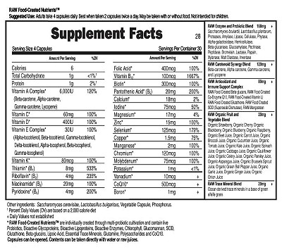 Vitamin Code Men's Formula Supplement Facts